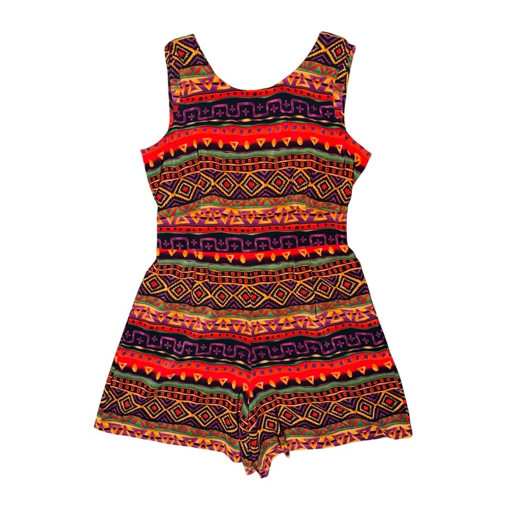 Vintage 90s Geometric Boho Tribal Romper Indie Eclectic Phoebe Buffay Statement